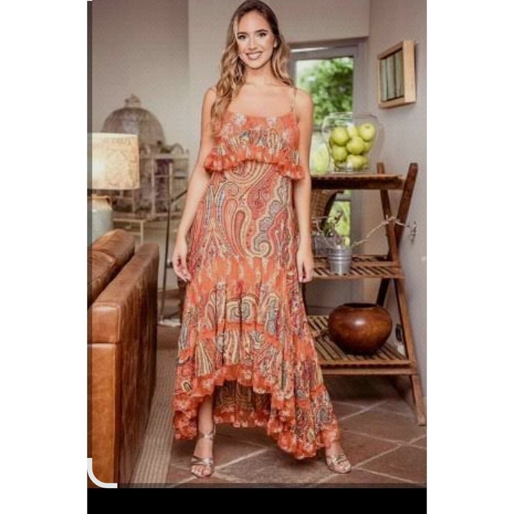 BAROK Orange Paisley Lace Dress NWT